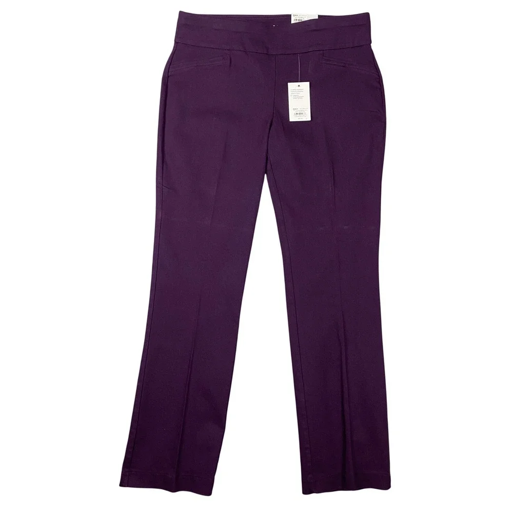 Croft & Barrow Effortless Stretch Mid Rise Bootcut Pants Womens 8 Purple NWT - Picture 1 of 12